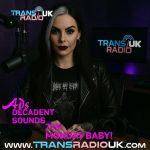 Picture is of a gothic looking woman. Text says "Ads Decadent Sounds Monday 7pm"
