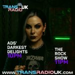 Picture is dark and shows a gothic looking woman. Text says "Adsa Darkest Delights 10pm and The Rock Show 11pm"