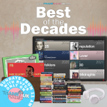 Pictures shows CD's, cassette tapes and vinyl. Text says "The Best of the Decade with Rufus"
