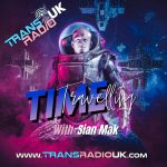 Backgropund is in pinks and purples and there is a person wearing a spacesuit. Text says" ime Travelling with Sian Mak"